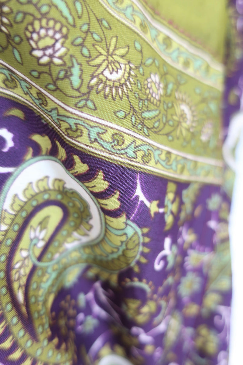 Betty Boilersuit - Indian Sari - Olive, Cream & Sangria Floral Paisley - Size S/M