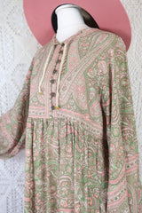 Florence Mini Dress in Sage & Blush Paisley Floral