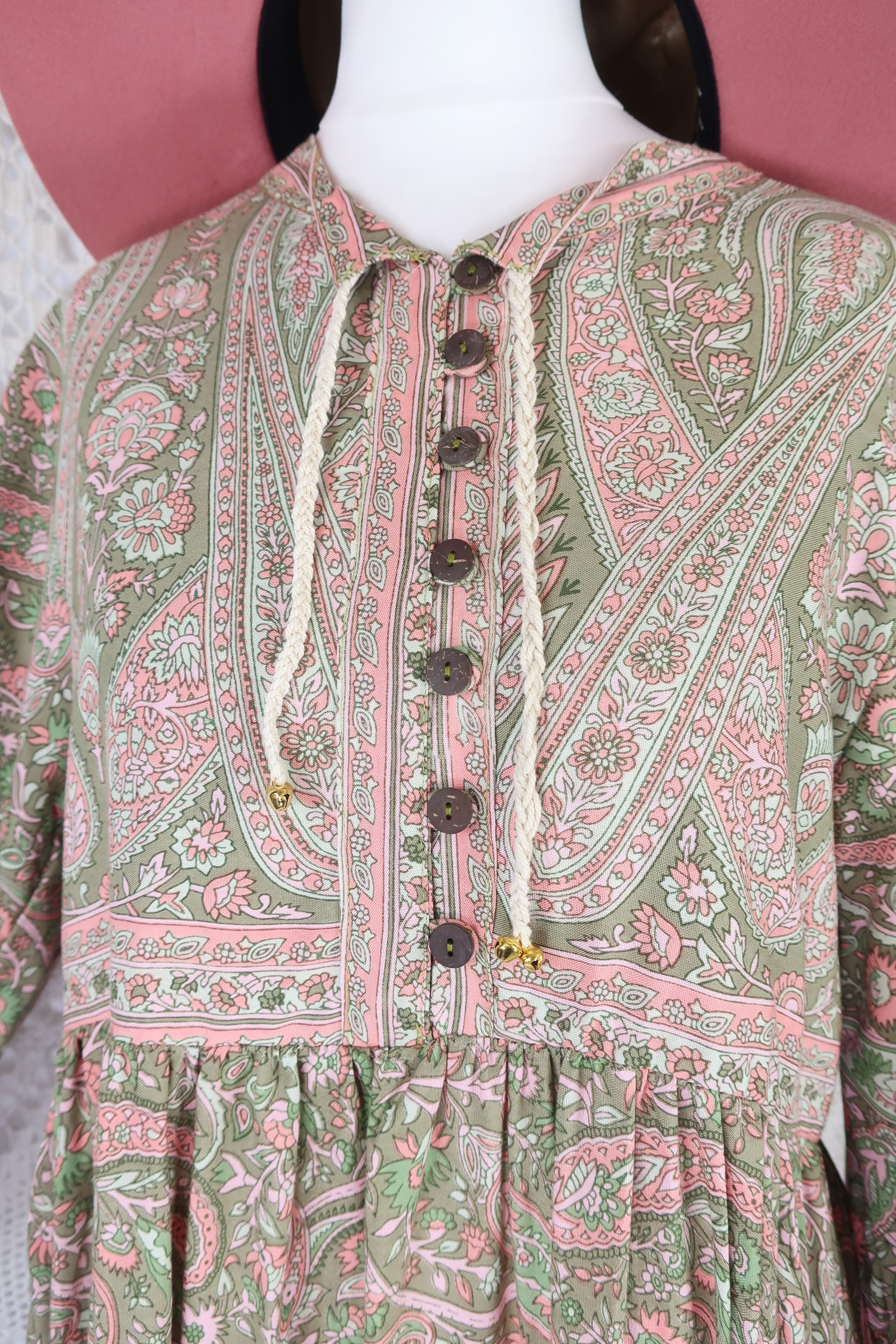 Florence Mini Dress in Sage & Blush Paisley Floral