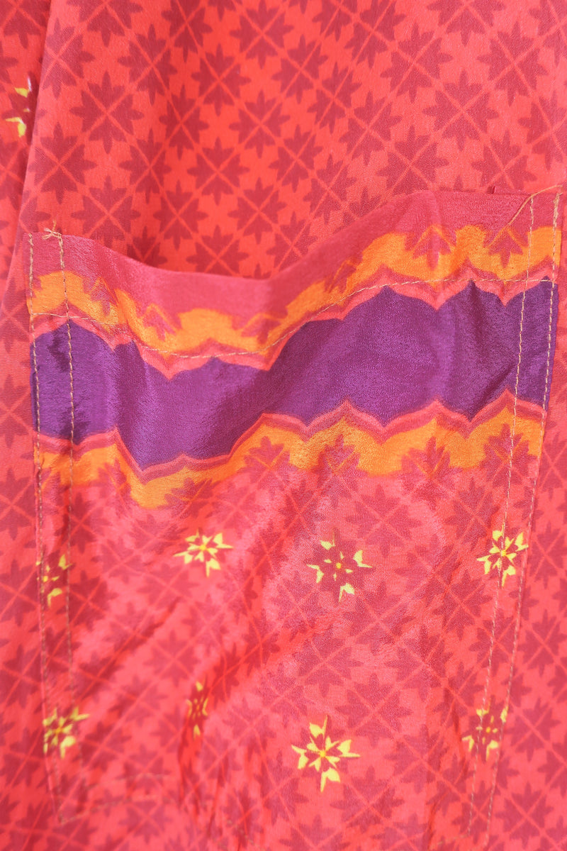 Betty Boilersuit - Indian Sari - Fiery Red & Plum - Size M/L