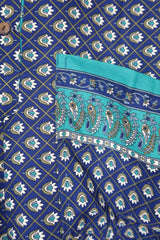 Betty Boilersuit - Indian Sari - Navy & Teal Floral Paisley - Size M/L
