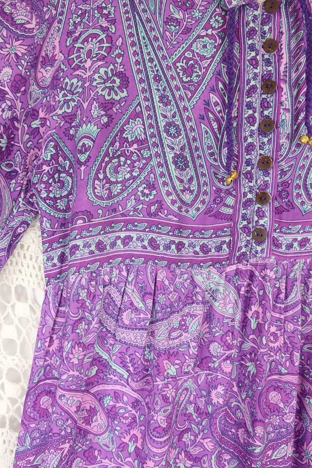 Florence Mini Dress in Orchid Purple Paisley Floral