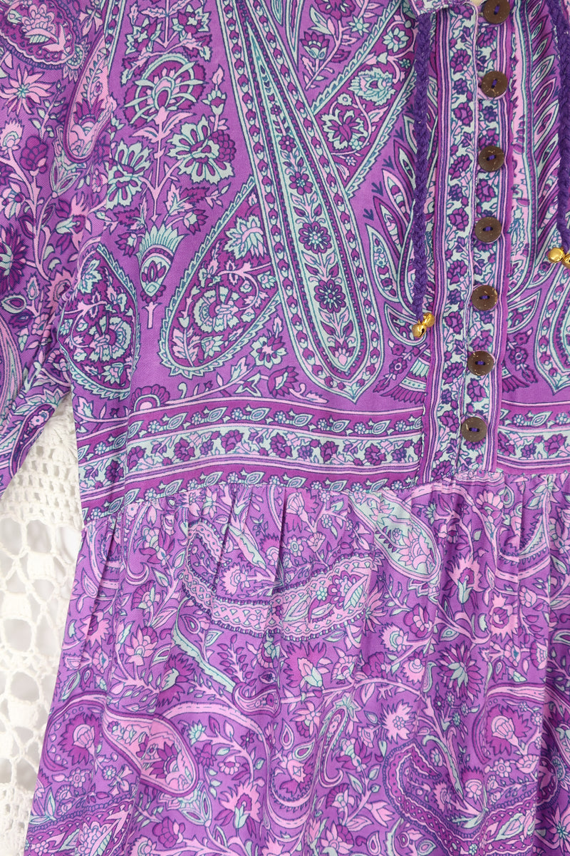50% OFF Florence Mini Dress in Orchid Purple Paisley Floral