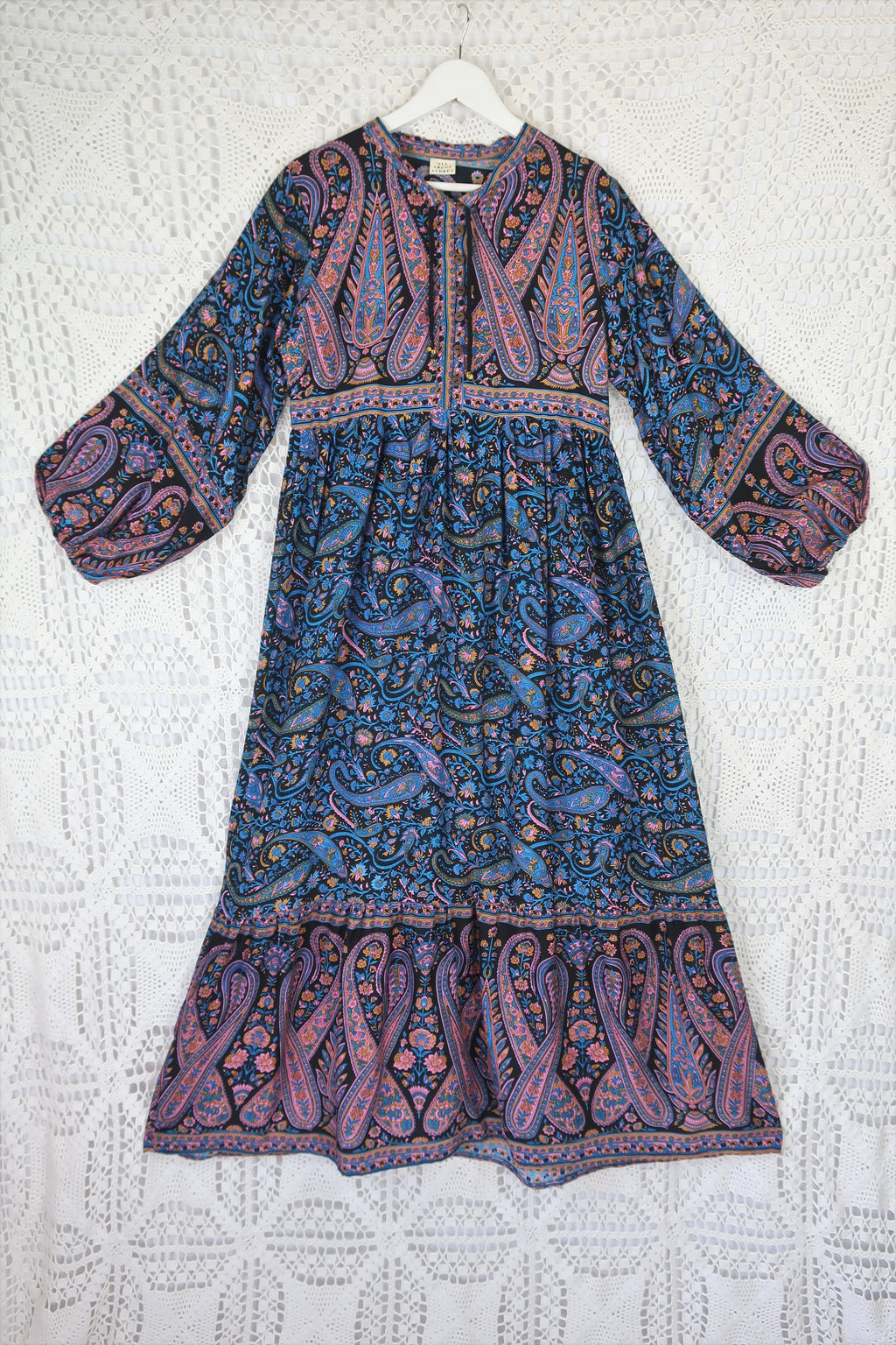 Florence Maxi Dress in Midnight Sapphire Paisley Floral