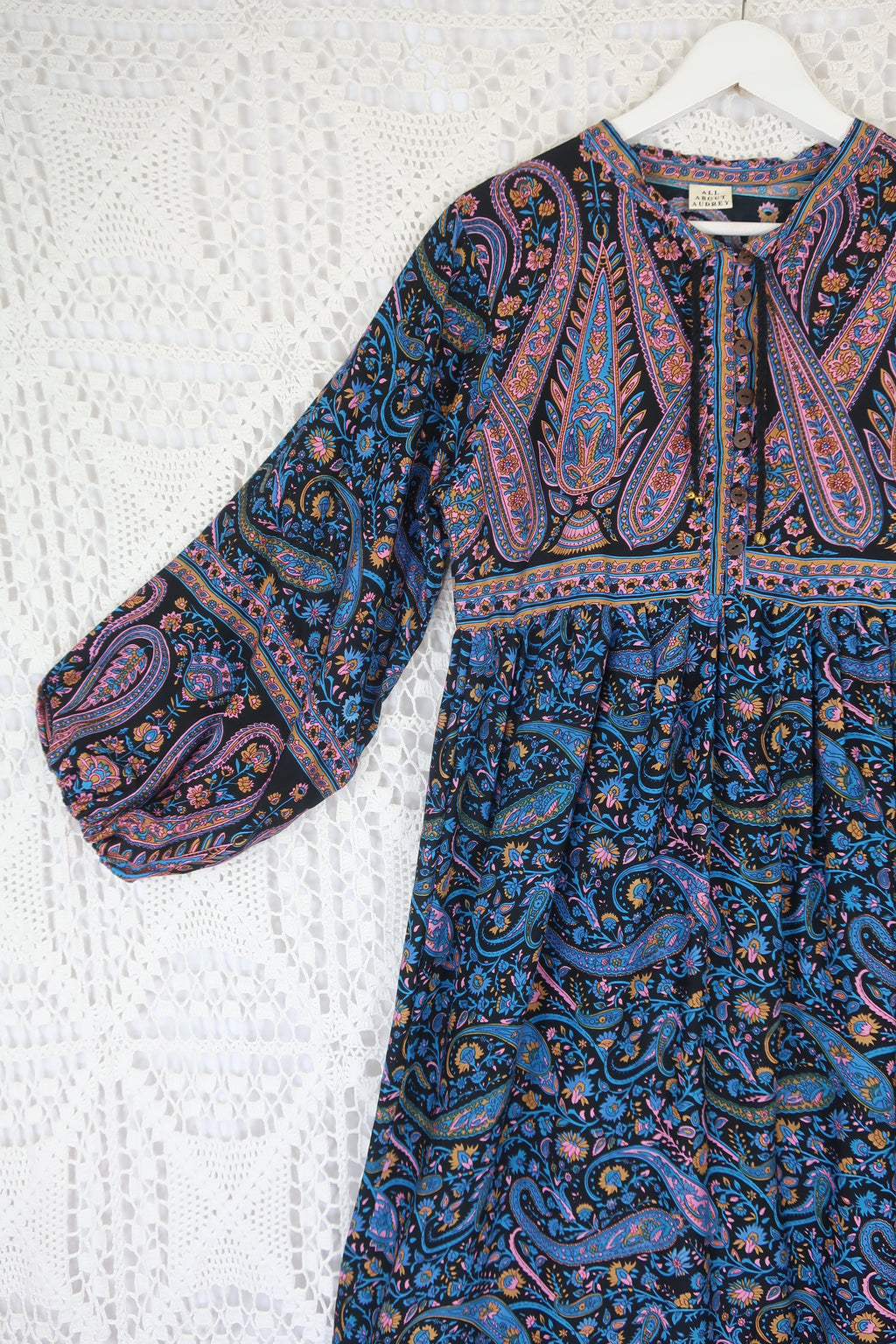 Florence Maxi Dress in Midnight Sapphire Paisley Floral