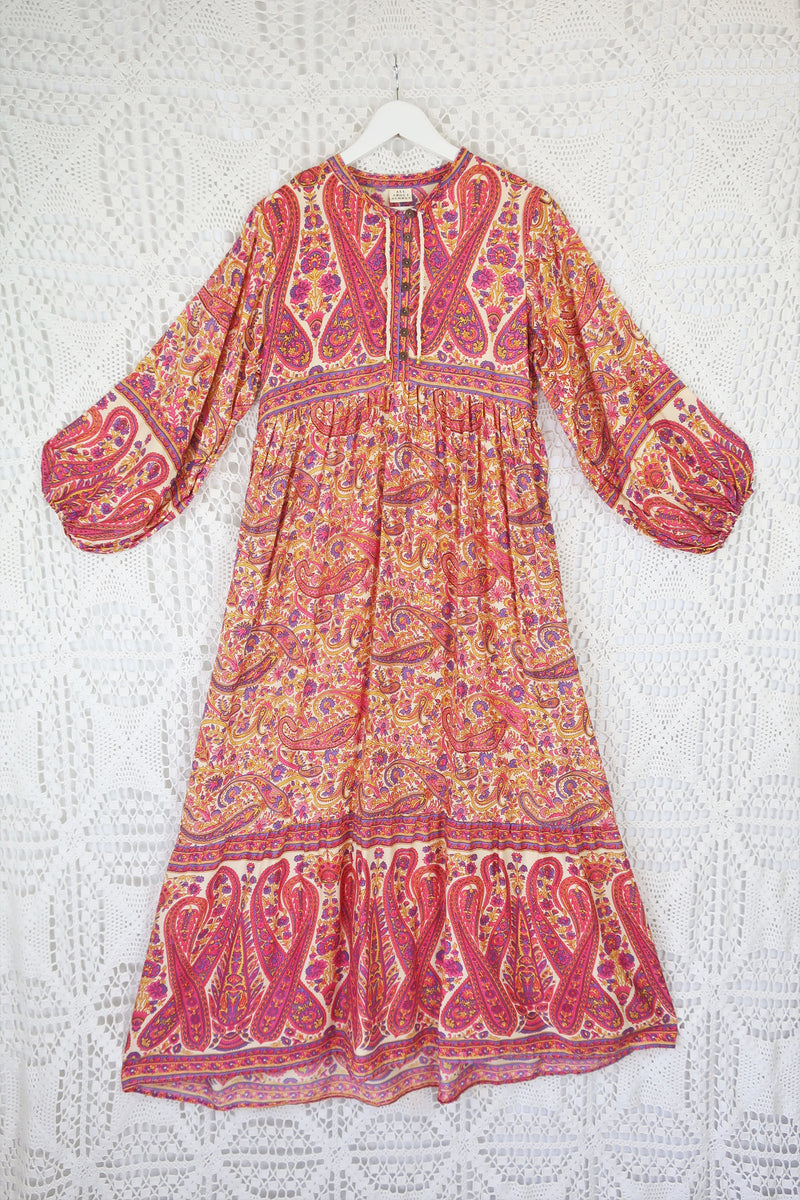 50% OFF Florence Maxi Dress in Ivory & Violet Rose Paisley Floral