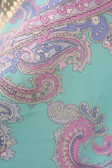 70's Vintage Maxi Dress - Aqua Blue and Lilac Paisley - Size S
