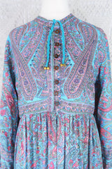 50% OFF Florence Midi Dress in Powder Blue & Peach Paisley Floral