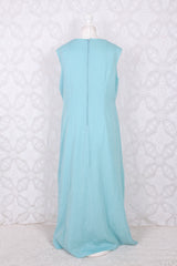 Vintage Dress - Powdered Aquamarine Sparkle Maxi - Size L