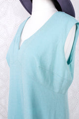Vintage Dress - Powdered Aquamarine Sparkle Maxi - Size L