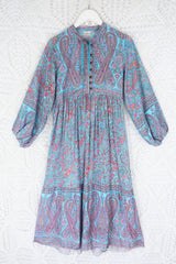 50% OFF Florence Midi Dress in Powder Blue & Peach Paisley Floral