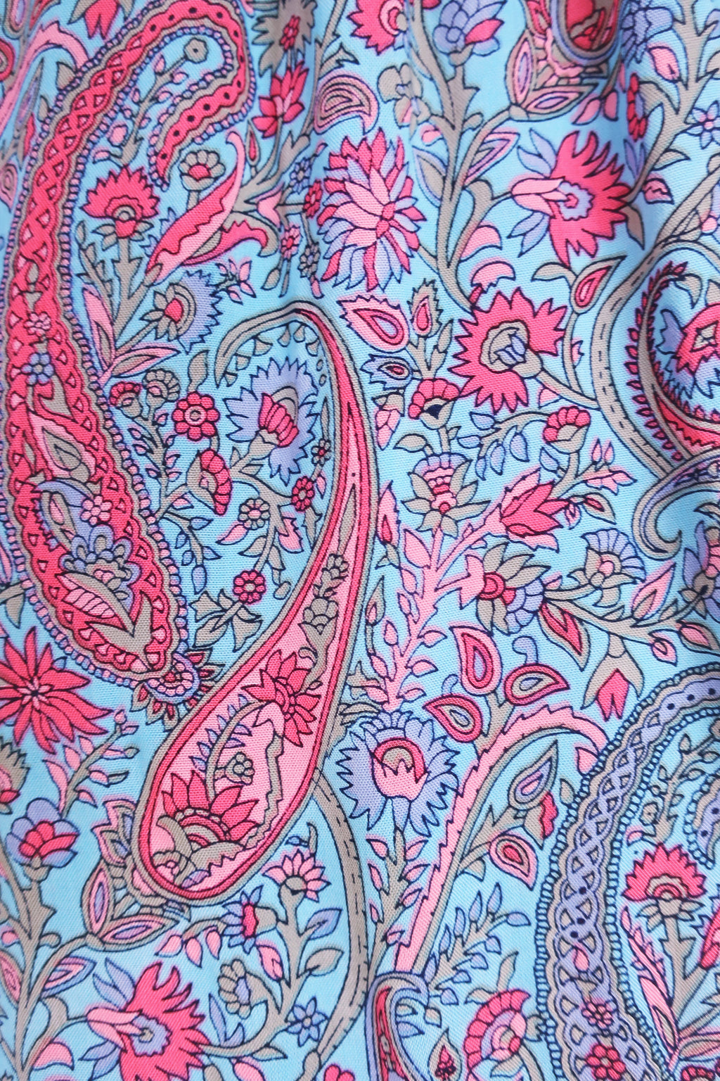 Florence Midi Dress in Powder Blue & Peach Paisley Floral