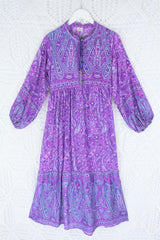 50% OFF Florence Midi Dress in Orchid Purple Paisley Floral