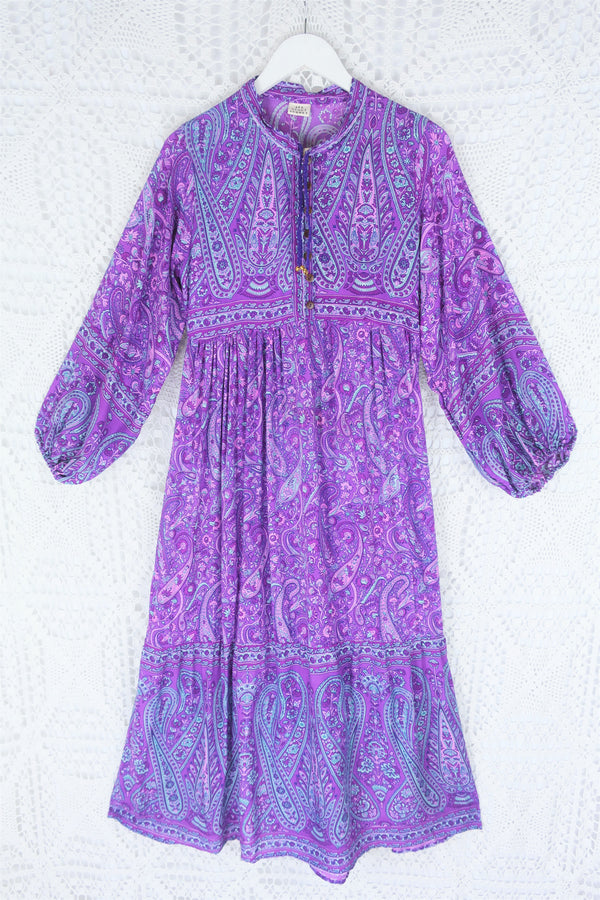 Florence Midi Dress in Orchid Purple Paisley Floral