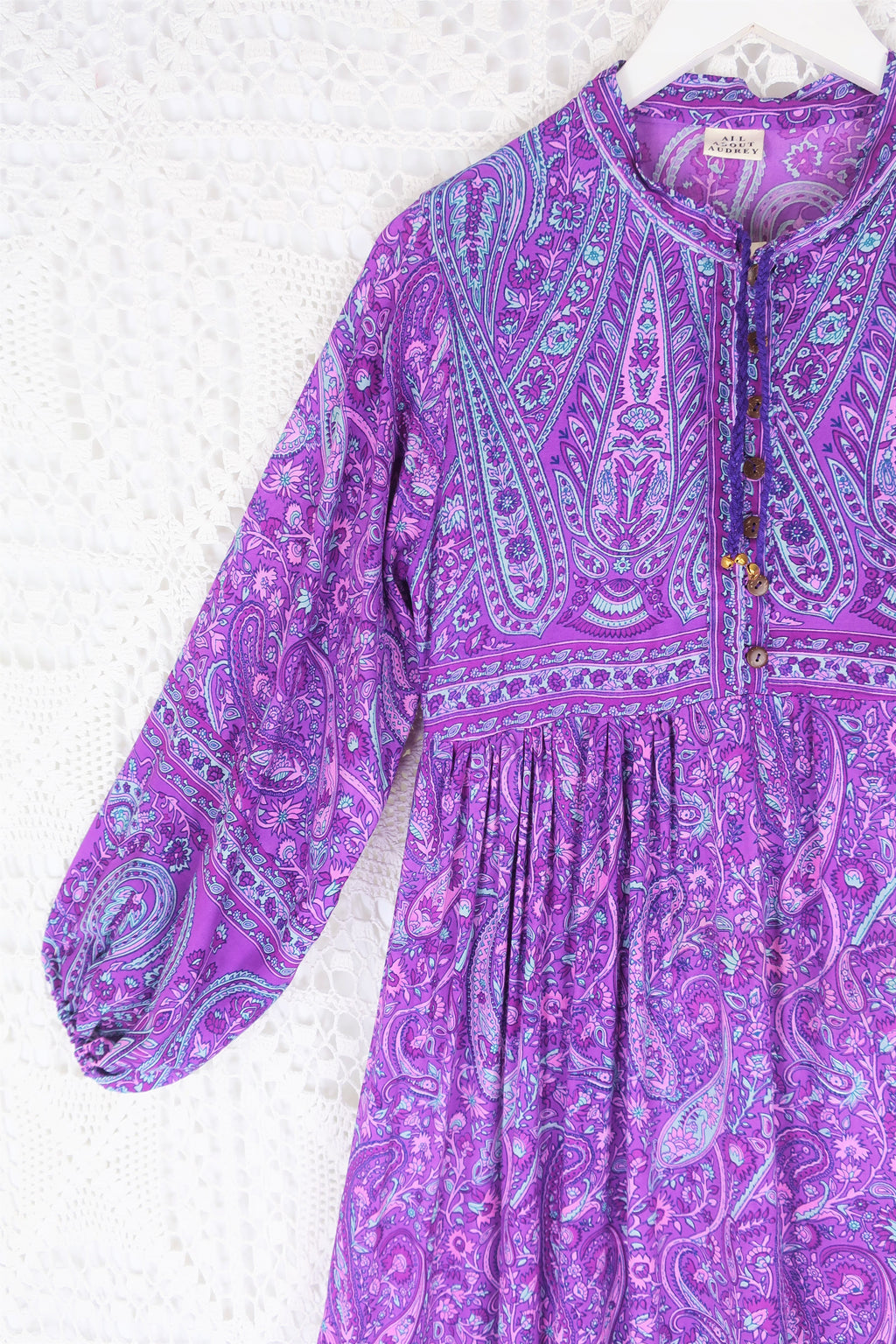 Florence Midi Dress in Orchid Purple Paisley Floral