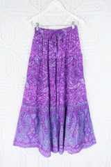 Florence Prairie Skirt in Orchid Purple Paisley - Free Size