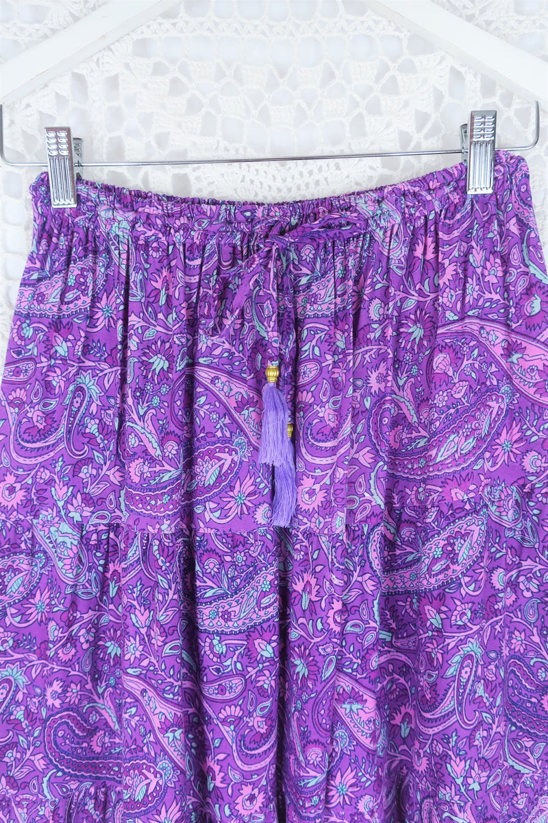 Florence Prairie Skirt in Orchid Purple Paisley - Free Size