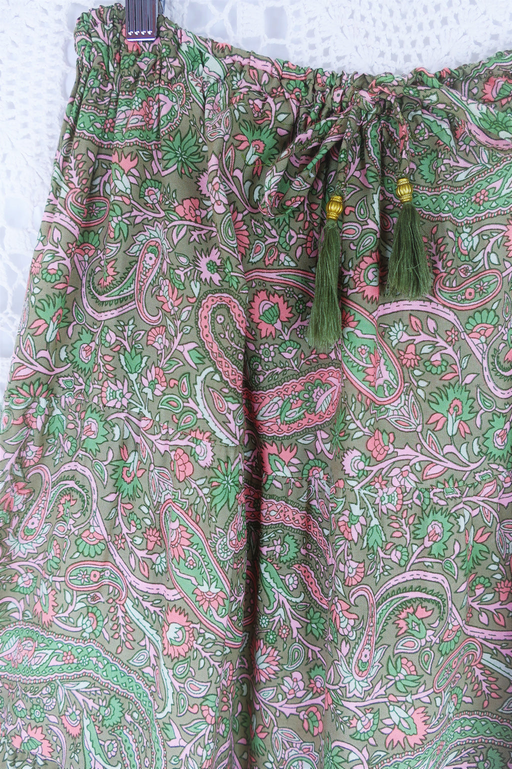 Florence Prairie Skirt in Sage & Blush Paisley - Free Size