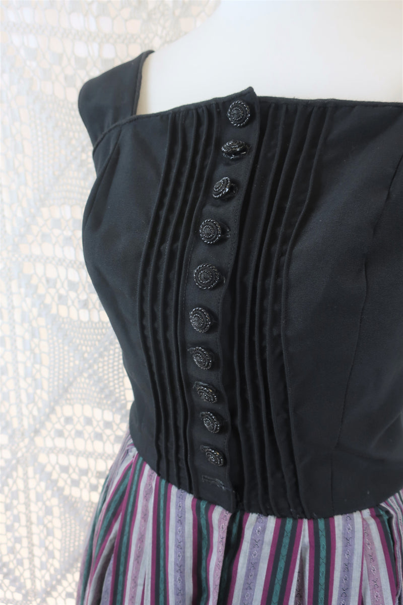 SALE Vintage Dress - Scandinavian Mauve Pinstripe Strappy Midi - Size XS