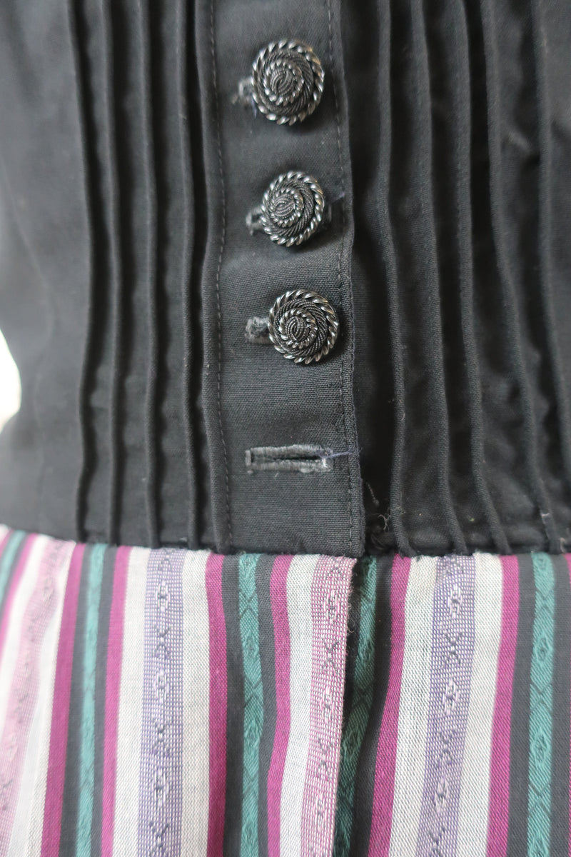 SALE Vintage Dress - Scandinavian Mauve Pinstripe Strappy Midi - Size XS