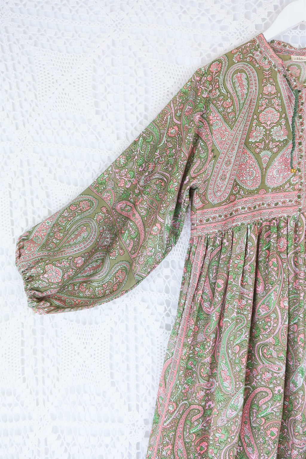 Florence Midi Dress in Sage & Blush Paisley Floral