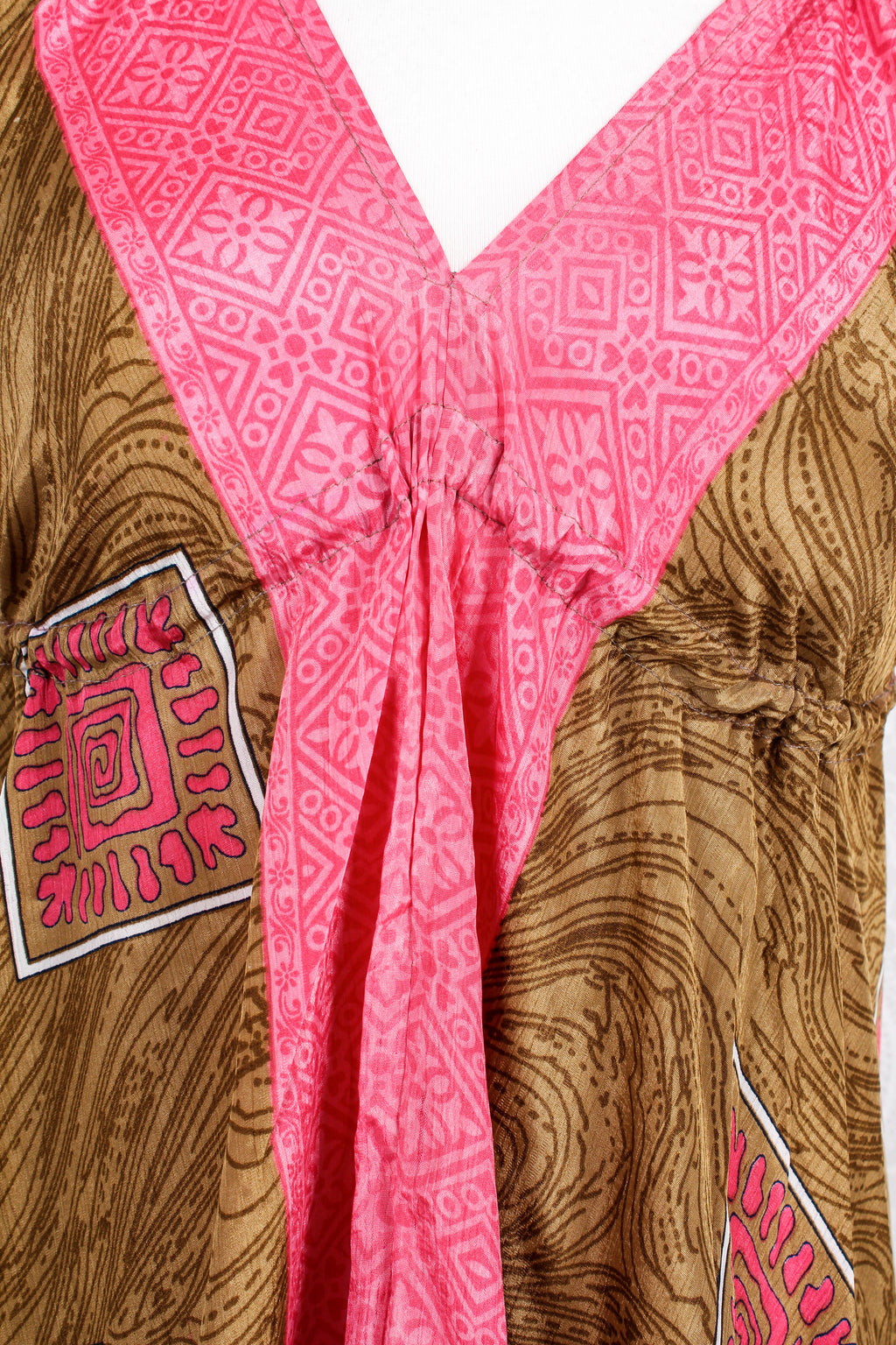 Blossom Mini Halter Dress - Vintage Indian Sari - Bubblegum & Fudge - M/L