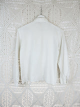 SALE 70's Vintage - White Lace Collared Shirt - Size XS