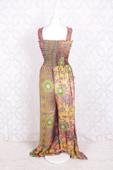 Farrah Jumpsuit - Vintage Indian Sari - Kaleidoscopic Indian Motifs - Free Size