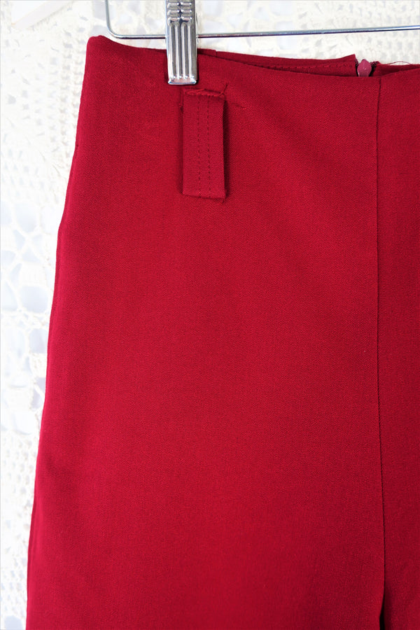 Retro Vintage - Burgundy Wine Dressy Trousers - Size XS/S