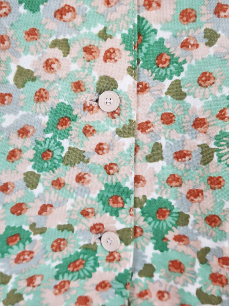 70's Vintage - Forest Green & Brown Floral Shirt - Size L