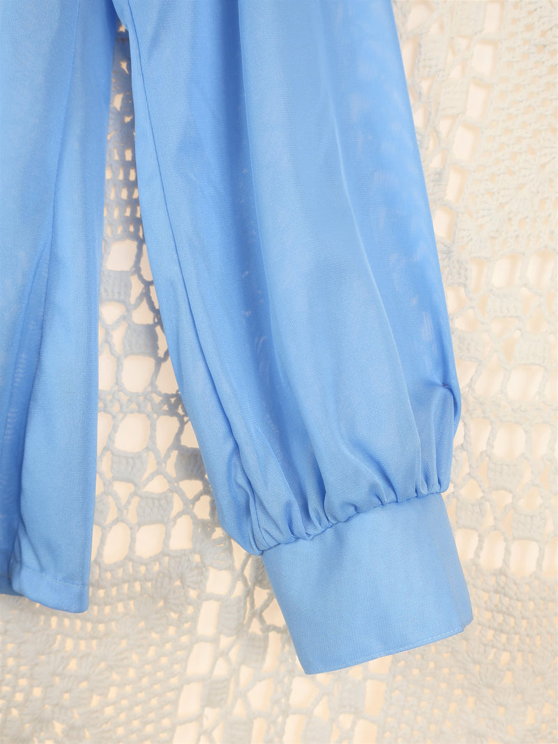 70's Vintage - Ruched Baby Blue Shirt - Size L/XL