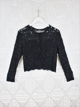 70's Vintage - Lace & Embellished Bolero - Black - Size S/M