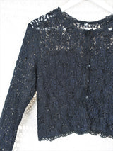 70's Vintage - Lace & Embellished Bolero - Black - Size S/M