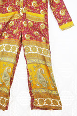 Betty Boilersuit - Indian Sari - Red & Mustard Bold Paisley - Size S/M