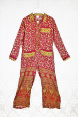 Betty Boilersuit - Indian Sari - Red & Yellow - Size S/M