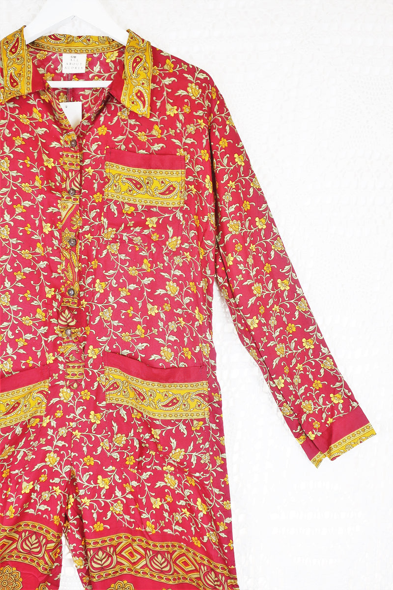 Betty Boilersuit - Indian Sari - Red & Yellow - Size S/M