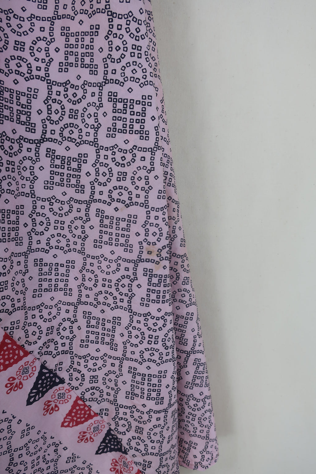 Goddess Dress - Strawberries and Cream Speckle Mandala - Indian Pure Silk Sari - Free Size