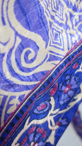 Gemini Wrap Top - Vintage Sari - Sheer Violet & Gold - S/M (free size)