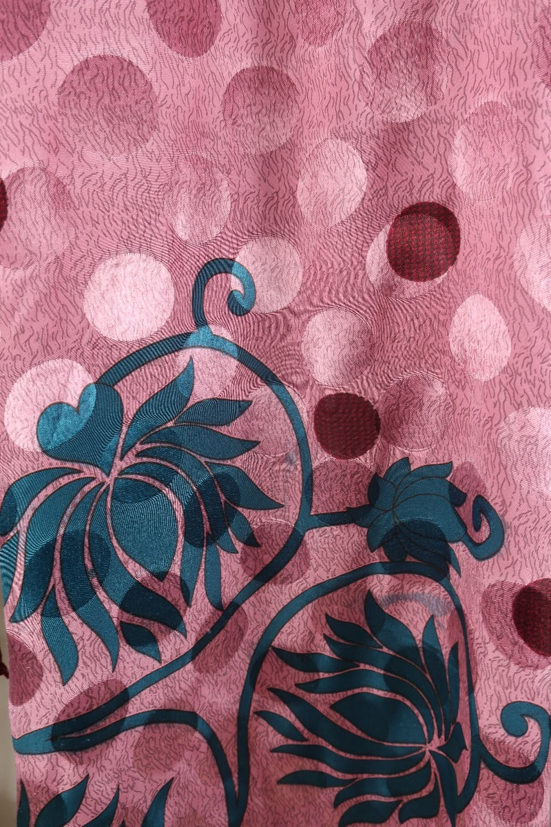 Cassandra Maxi Kaftan - Dusted Rouge Polka Dot - Vintage Sari - Size S/M By All About Audrey