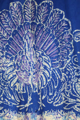 70's Vintage Tunic Top - Blue, Cream & Purple Peacocks - Free Size