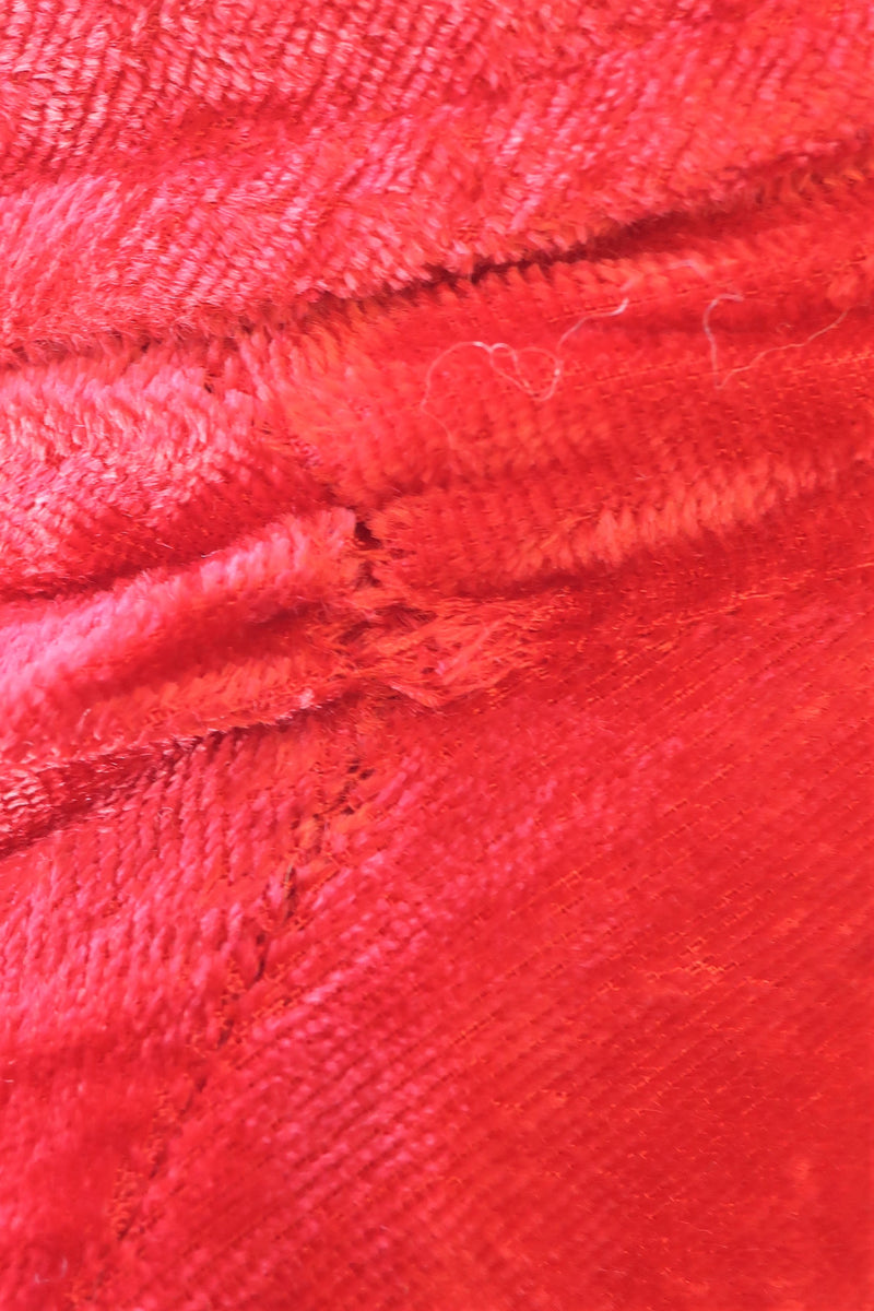 SALE 70's Vintage Housecoat - Bright Red Velvet Jacquard - Size XS