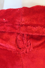 SALE 70's Vintage Housecoat - Bright Red Velvet Jacquard - Size XS