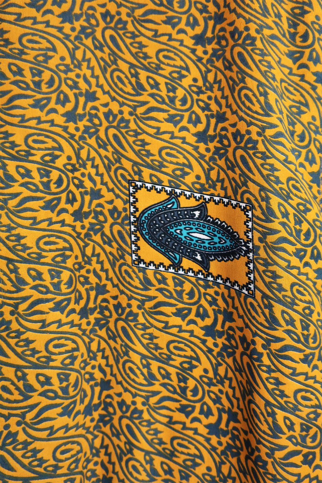 Billie Jumpsuit - Vintage Indian Sari - Mustard & Slate Paisley - S/M