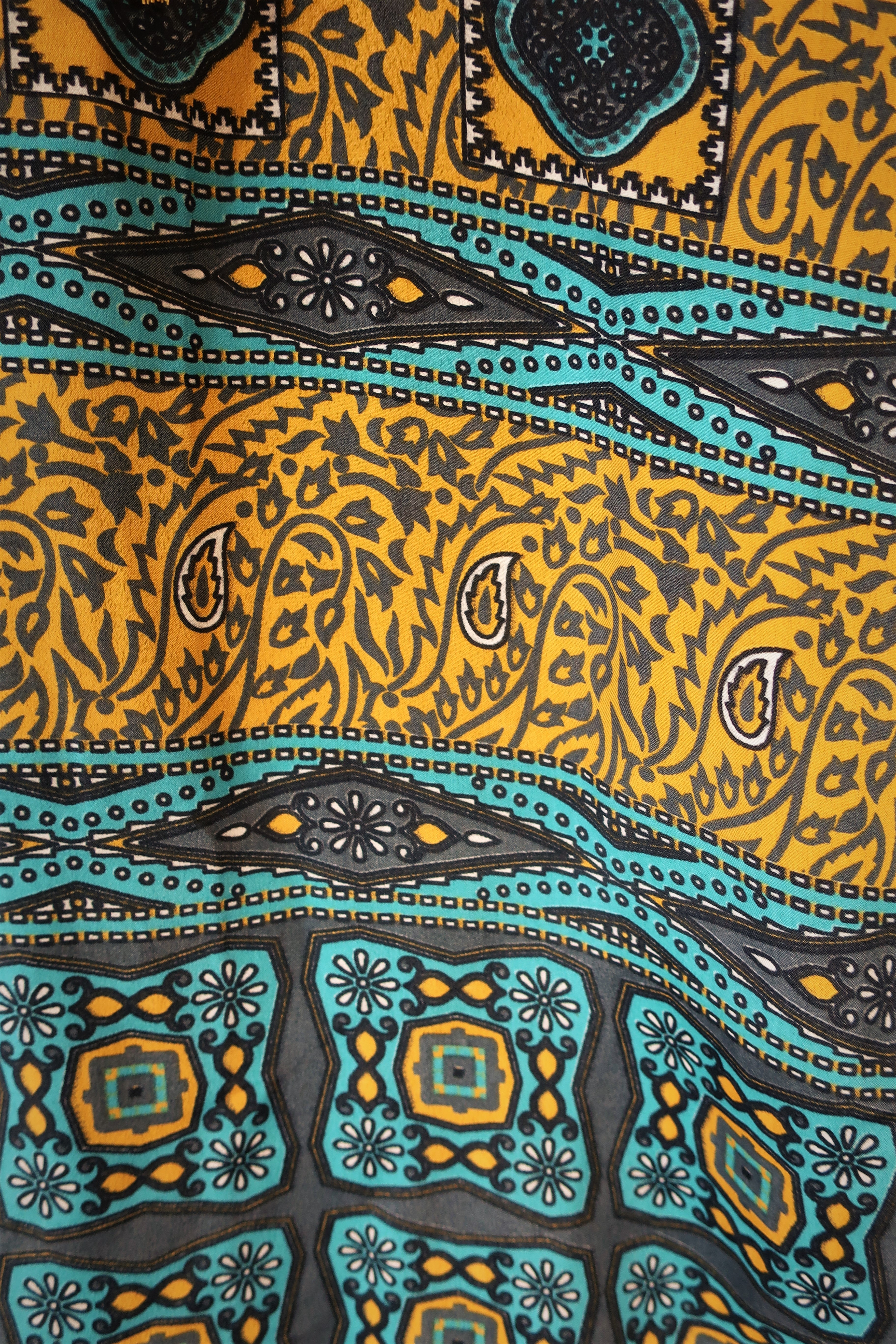 Billie Jumpsuit - Vintage Indian Sari - Mustard & Slate Paisley - S/M