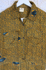 Billie Jumpsuit - Vintage Indian Sari - Mustard & Slate Paisley - S/M