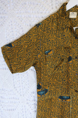 Billie Jumpsuit - Vintage Indian Sari - Mustard & Slate Paisley - S/M