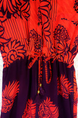 Billie Jumpsuit - Vintage Indian Sari - Sheer Aubergine & Candy Red - M/L