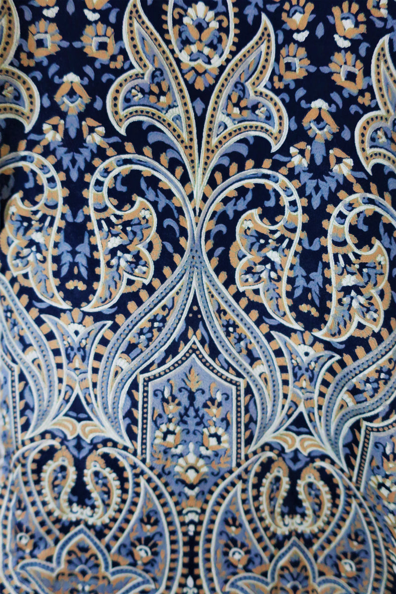 Billie Jumpsuit - Vintage Indian Sari - Midnight Blue Ditsy Floral - XL
