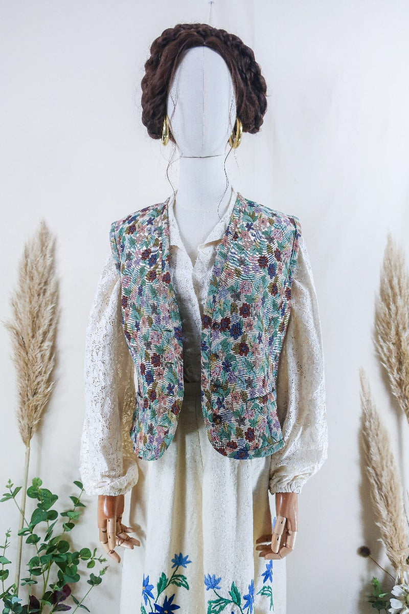 Vintage Waistcoat - Darling Meadow Tapestry - Size S by all about audrey