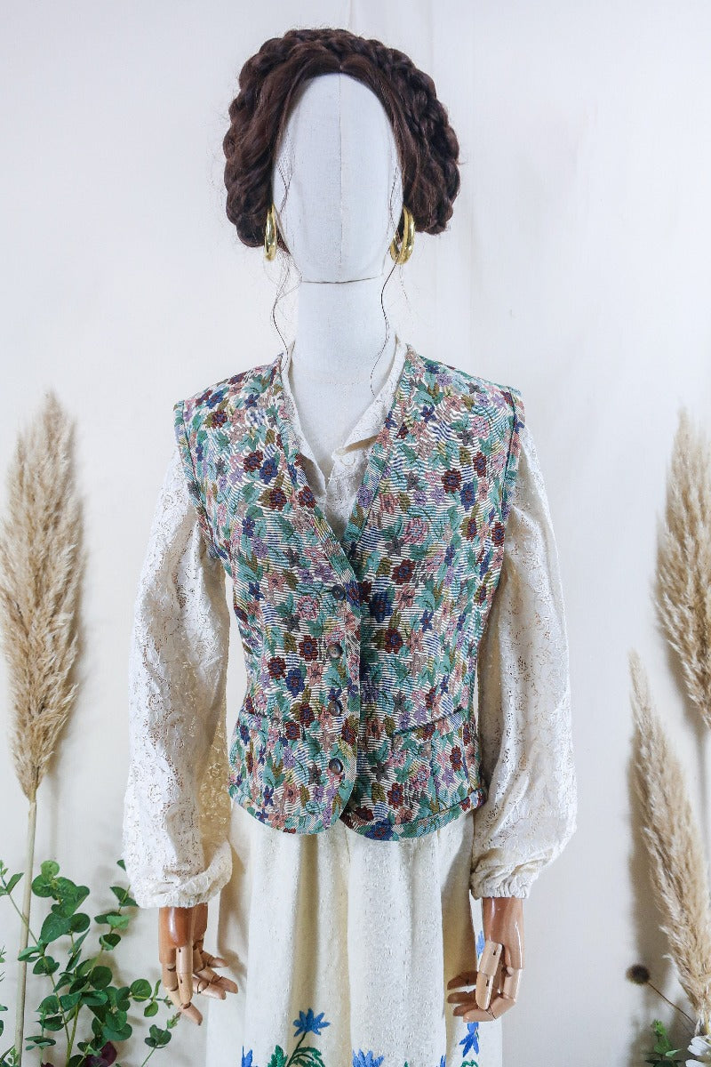 Vintage Waistcoat - Darling Meadow Tapestry - Size S by all about audrey